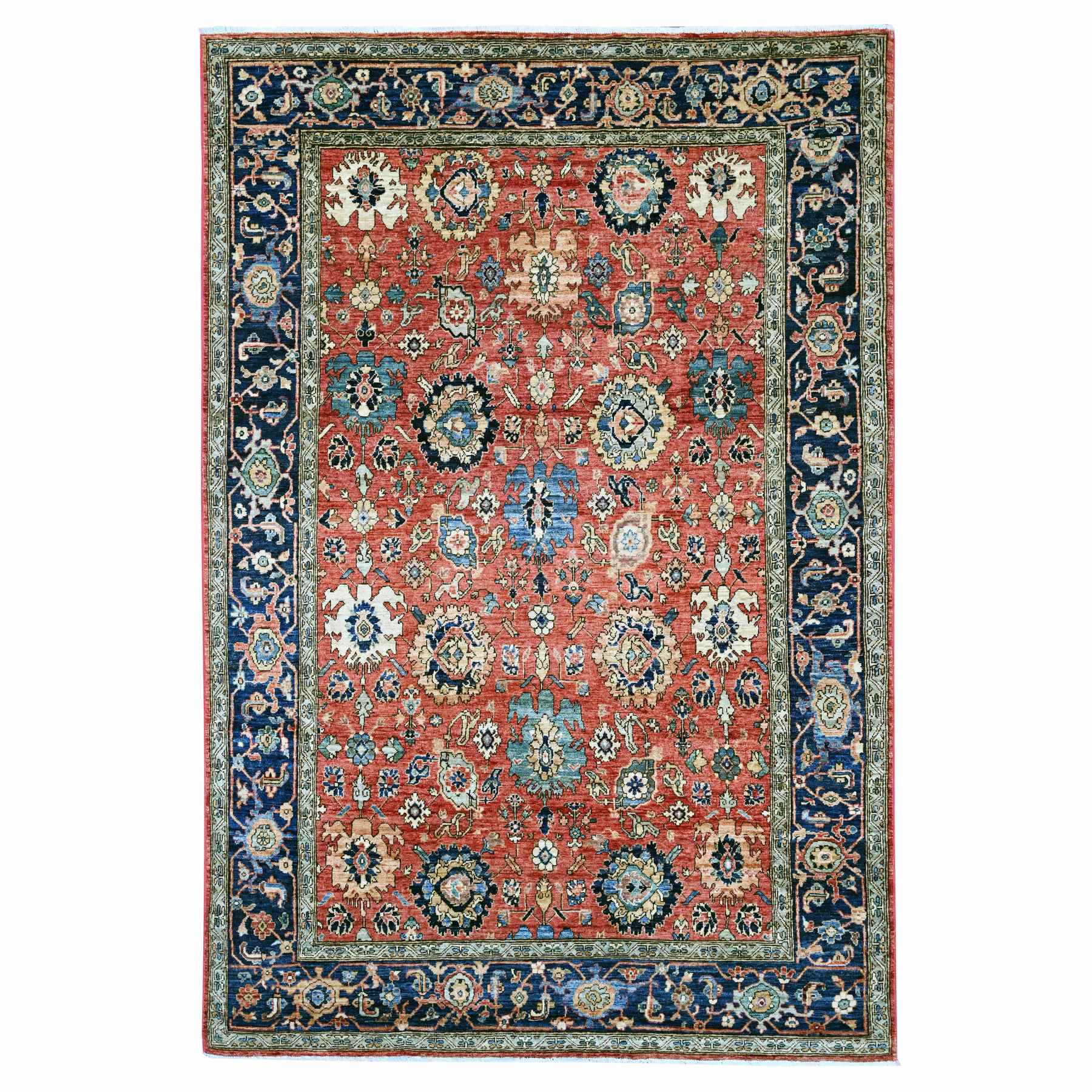 6'x9' Imperial Red, Aryana Grade, Northwest Persian with All Over Design, Vegetable Dyes, Soft Pile, Hand Knotted, High Mountain Wool, Densely Woven, Oriental Rug 